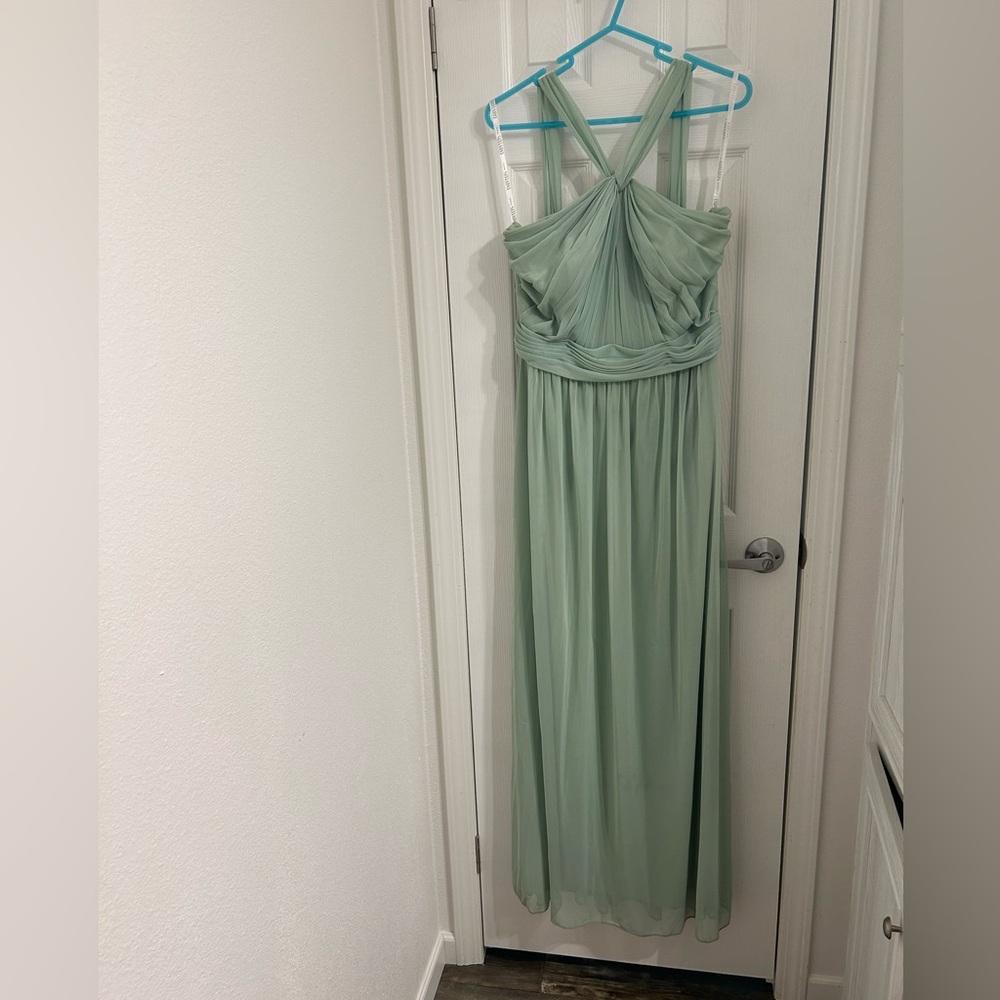 David’s Bridal Sage Green Long Dress